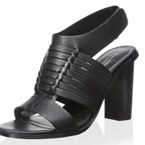 Charles by Charles David "Jeeze" Black Woven Slingback Chunky Heel Sandals 8